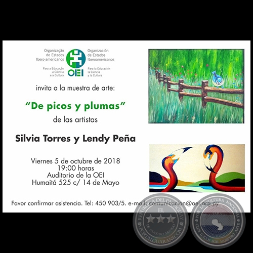 DE PICOS Y PLUMAS - Obras de Silvia Torres y Lendy Pea - Ao 2018